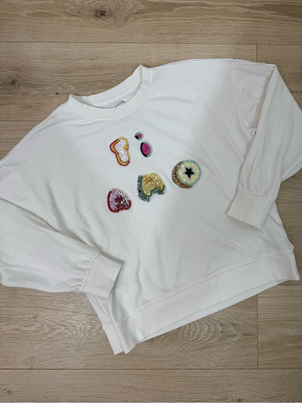 Maeve Anthropologie Ti Amo Embellished Beaded Graphic Crewneck Sweatshirt